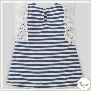 Abito Paz Rodriguez Cream/Navy Blue Abbigliamento Neonato Primavera Estate 2022 004-49168