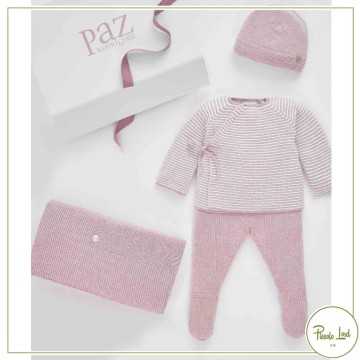 Completo 3 pezzi Paz Rodriguez Chalk Pink/Cream - Abbigliamento Neonato Primavera Estate 2022 -codice articolo 131-32393