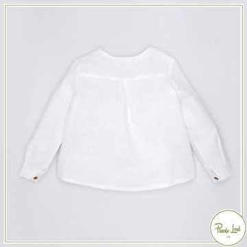 P22B49-Camicia Fina Ejerique Bianco-Abbigliamento Bambini Primavera Estate 2022
