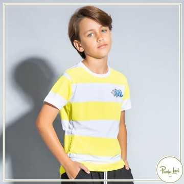 T-Shirt Alessandrini White/Yellow Abbigliamento Bambini Primavera Estate 2022 1236M1037