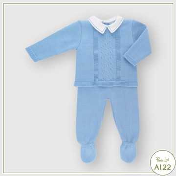 Completo Sardon Azzurro - Abbigliamento Neonato Autunno Inverno 2022 -codice articolo 022MC-201
