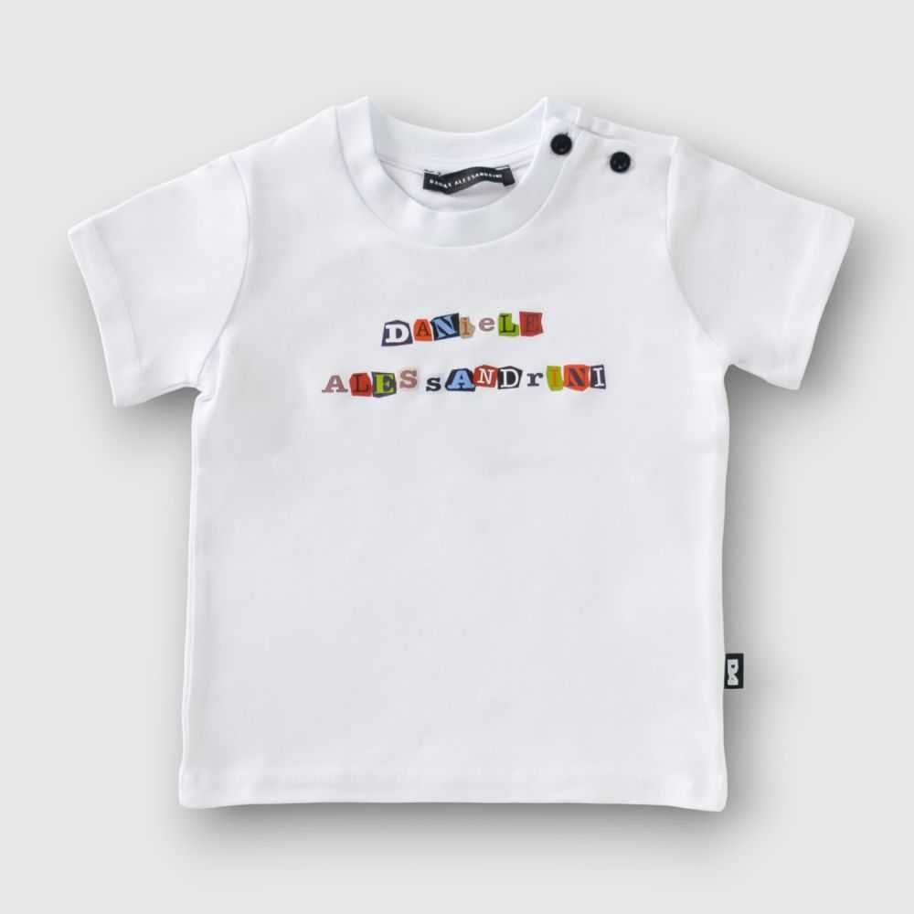 1296M0901-T- Shirt Alessandrini White-Abbigliamento Bambini Primavera Estate 2023