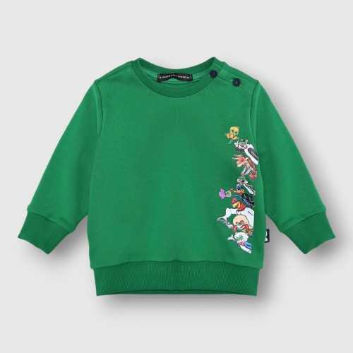 1295F00064-Felpa Alessandrini Verde-Abbigliamento Bambini Primavera Estate 2024