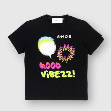 S24TIMMY3224-M-T-Shirt Shoe Nero-Abbigliamento Bambini Primavera Estate 2024