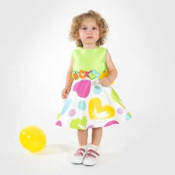 S403-CAMP-Vestito Miss Leod Verde-Abbigliamento Bambini Primavera Estate 2023